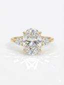 14K YELLOW GOLD DIAMOND SEMI MOUNT WITH OVAL CUBIC ZIRCONIA CENTER