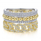 14K Yellow And White Gold Multi Stack Diamond Band