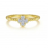 14K YELLOW GOLD DIAMOND CLOVER & BUJUKAN BEAD RING