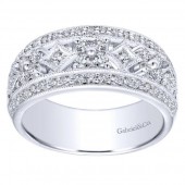 14K White Gold .68Ctw Diamond Vintage Openwork Band