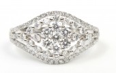 14K White Gold  Diamond Dome Ring