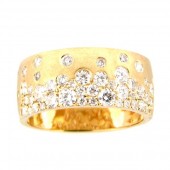 14K YELLOW GOLD SATIN CIGAR BAND WITH CONFETTI DIAMONDS