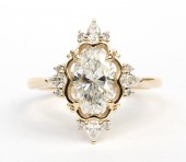 14K YELLOW GOLD CLARITY ENHANCED OVAL DIAMOND VINTAGE STYLE RING