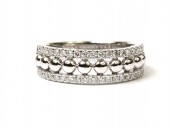 14K YELLOW AND WHITE GOLD BEADED DIAMOND BAND