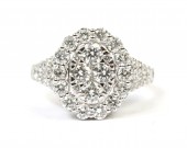 14K WHITE GOLD DIAMOND FLORAL CLUSTER RING