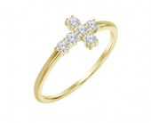 18K YELLOW GOLD DIAMOND CROSS RING
