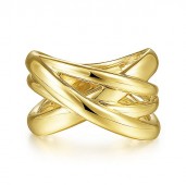 14K YELLOW GOLD HIGH POLISH CRISS CROSS RING