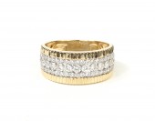 14K TWO TONE WIDE PAVE DIAMOND BAND
