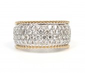 14K TWO TONE DIAMOND PAVE BAND