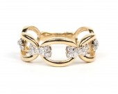 14K TWO TONE DIAMOND LINK RING