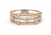 14K TRI-COLOR TRIPLE STACKABLE BANDS