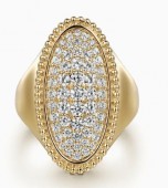 14K YELLOW GOLD OVAL .99CTW DIAMOND SIGNET RING