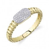14K YELLOW GOLD PAVE RIBBED RING .11ctw