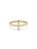 14K YELLOW GOLD DIAMOND CROSS RING