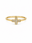 14K YELLOW GOLD DIAMOND CROSS RING