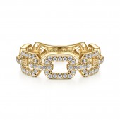 14K YELLOW GOLD DIAMOND LINK STACKABLE BAND