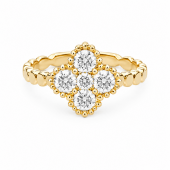 14K YELLOW GOLD DIAMOND CLOVER RING