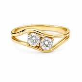 14K YELLOW GOLD DIAMOND CURVE RING SET