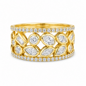 14K TWO TONE MULTI DIAMOND WIDE RING