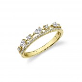 14K YELLOW GOLD DIAMOND PEAR DOUBLE RING