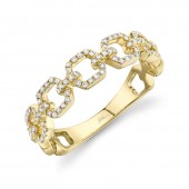 14K YELLOW GOLD DIAMOND LINK RING .22CTW