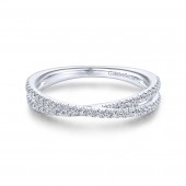 14K White Gold .28Ctw Diamond Criss Cross Stackable Ring