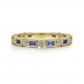 14K YELLOW GOLD DIAMOND & SAPPHIRE STACKABLE RING