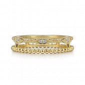 14K YELLOW GOLD DIAMOND FAUX STACK BAND WITH DIAMONDS