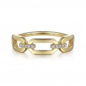 14K YELLOW GOLD DIAMOND LINK CHAIN RING