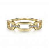 14K YELLOW GOLD DIAMOND LINK CHAIN RING