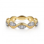 14K YELLOW GOLD TWISTED DIAMOND STACKABLE RING .20ctw