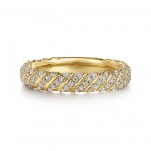 14K YELLOW GOLD DIAMOND SWIRL STACKABLE BAND