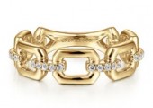 14K YELLOW GOLD .10CTW DIAMOND  LINK STACKABLE BAND