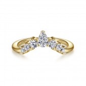 14K YELLOW GOLD PEAR & ROUND CURVED ANNIVERSARY BAND