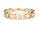 14K YELLOW GOLD MARQUISE AND ROUND DIAMOND STACKABLE BAND
