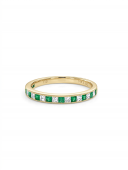 14K YELLOW GOLD EMERALD AND DIAMOND STACKABLE BAND