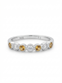 14K WHITE GOLD DIAMOND AND CITRINE STACKABLE BAND