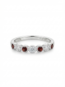 14K WHITE GOLD DIAMOND AND GARNET STACKABLE BAND