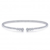 14K WHITE GOLD DIAMOND BANGLE CUFF BRACELET