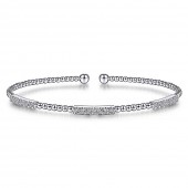 14K White Gold .46Ctw Diamond Bujukan Bead Cuff Bracelet