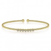 14K YELLOW GOLD DIAMOND BUJUKAN BEAD CUFF BRACELET