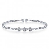 14K WHITE GOLD DIAMOND BUJUKAN BEAD CUFF BRACELET