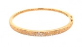 14K YELLOW GOLD DIAMOND FLUSH SET BANGLE BRACELET WITH SATIN FINISH