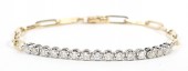 14K YELLOW AND WHITE GOLD PAPERCLIP CHAIN DIAMOND BRACELET