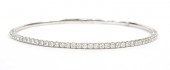 14K WHITE GOLD DIAMOND FLEXIBLE BANGLE BRACELET 1.05CTW