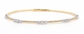 14K TWO TONE DIAMOND STATION FLEXIBLE BANGLE