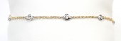 14K TWO TONE DIAMOND STATION BRACELET