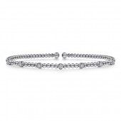 14K WHITE GOLD .20CTW DIAMOND STATION BUJUKAN CUFF BRACELET
