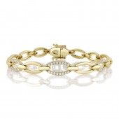 14K YELLOW GOLD DIAMOND OVAL LINK BRACELET