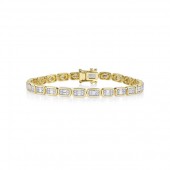 14K YELLOW GOLD DIAMOND BAGUETTE TENNIS BRACELET 1.53CTW
